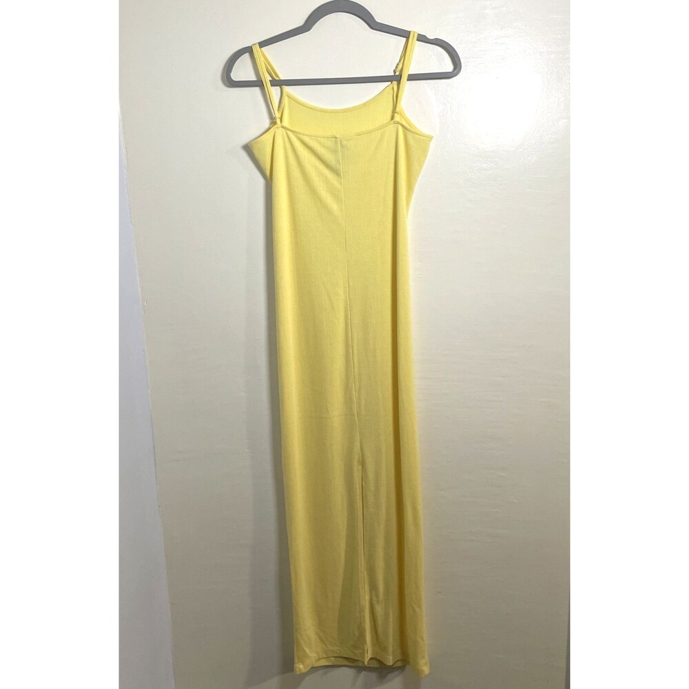 By Anthropologie Women's Ribbed Knit Maxi Dress Yellow Medium Stretchy Casual - Picture 2 of 8